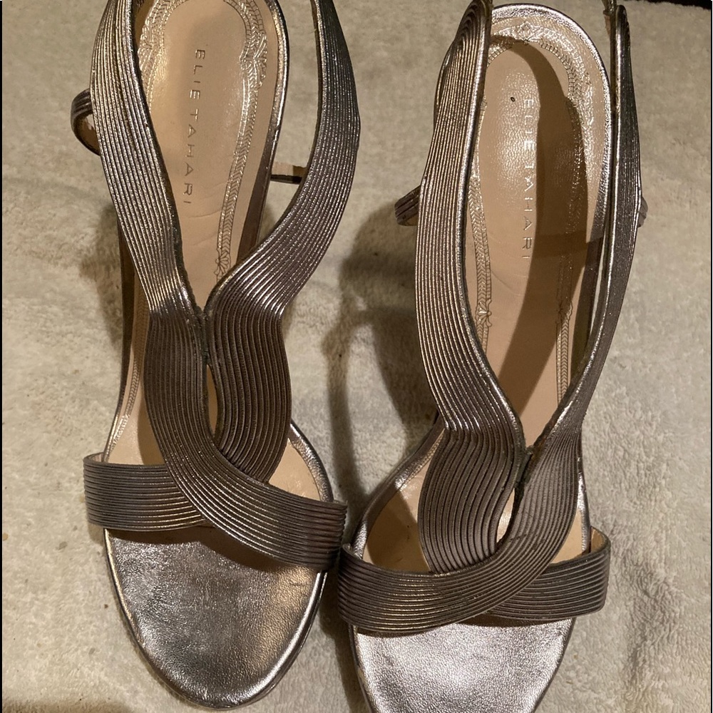 Tahari silver high heels (wore twice) in very good condition